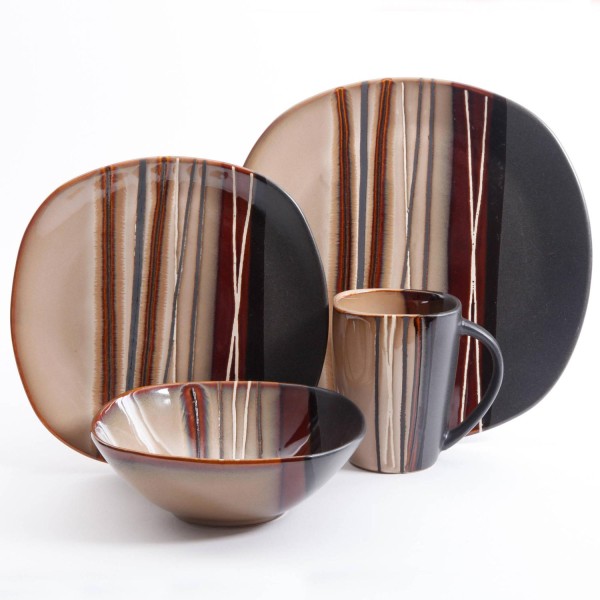 Dinnerware, Brown, Set of 16