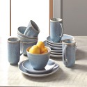 Blue Round Stoneware 16-Piece Dinnerware Set