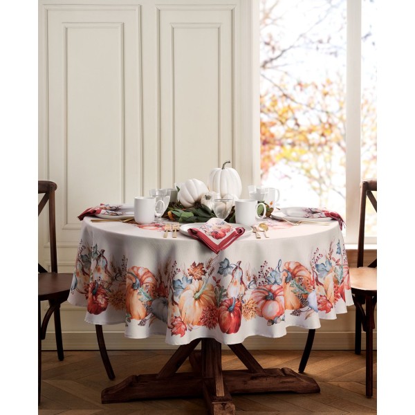 Pumpkin Engineered Tablecloth, 60