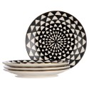 Black & White Medallion Stoneware Salad Round Plates, 4 Pack