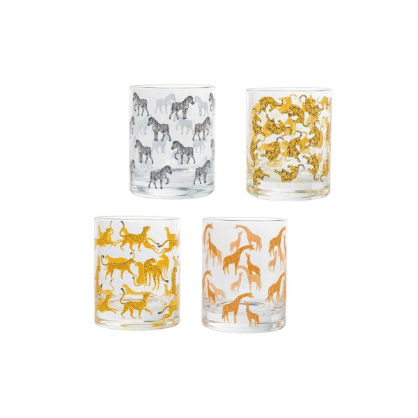 Jungle Animals Double Old-Fashioned Glasses, Set of 4