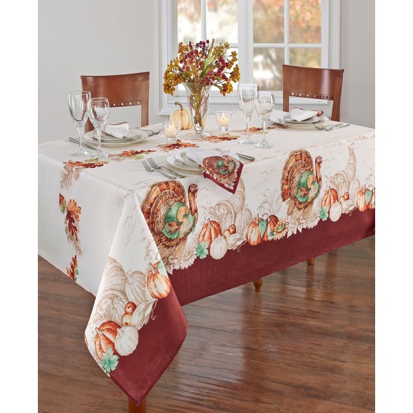 Holiday Bordered Fall Tablecloth, 60