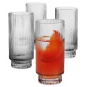 Smoked Fluted Highball Glasses, Set of 4