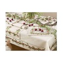 Embroidered Holly Design Holiday Linen Blend Table Runners