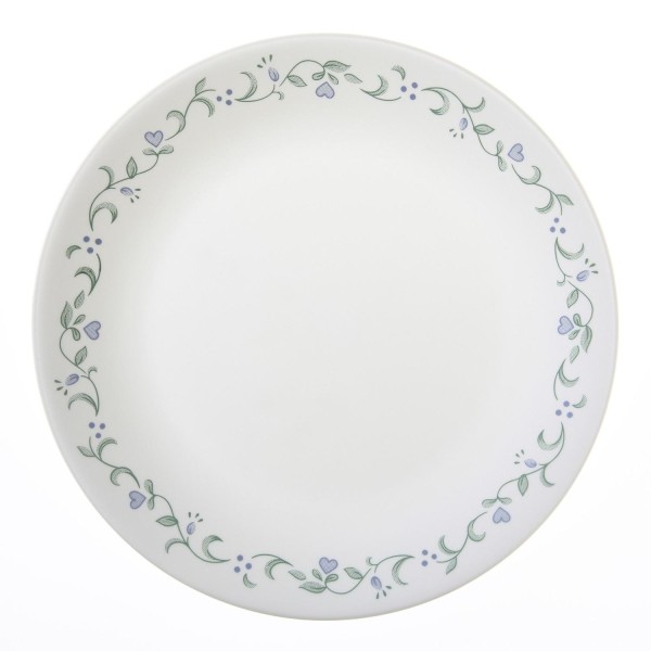 Country Cottage, White and Green Round Dinner Plate, 10.25